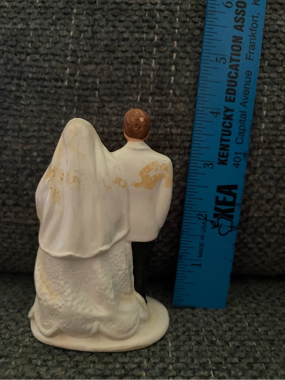 Vintage White Bride and Groom Cake Topper - Wedding Figurine